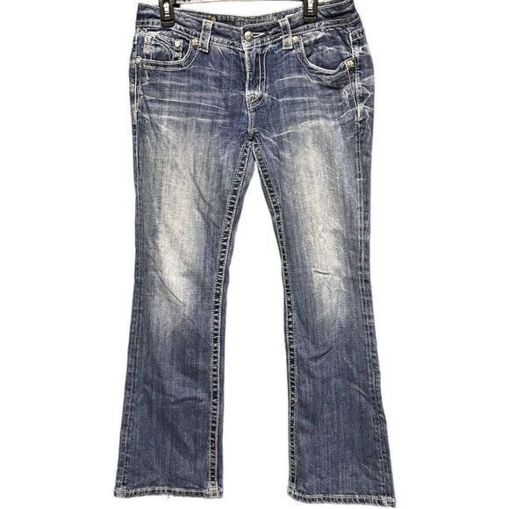 Miss Me Women's Easy Bootcut Jeans Embroidered‎ Blue Size 29 - Picture 2 of 7